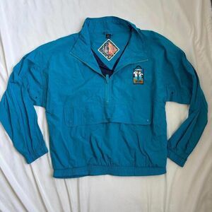 Vintage teal windbreaker native coastal woman embroidered san juan large eclipse